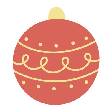 Ağaç için Noel oyuncağı, şablonu olan bir top. El çizimi vektör çizimi. Geleneksel tatil sembolü