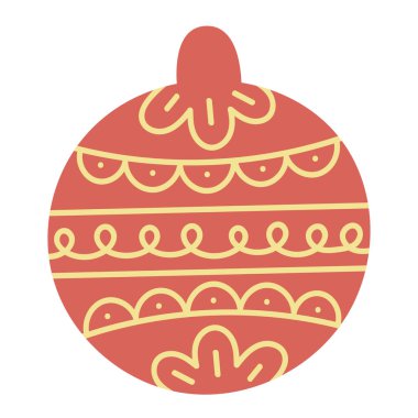 Ağaç için Noel oyuncağı, şablonu olan bir top. El çizimi vektör çizimi. Geleneksel tatil sembolü