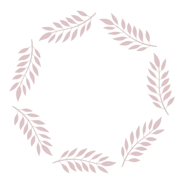 Runde zarte florale dekorative Rahmen der Blätter. Vorlage für Hochzeitseinladungen, Karten. Vektor einfache Illustration isoliert auf weißem Hintergrund — Stockvektor