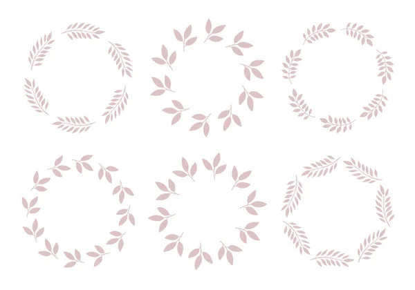 Set van ronde delicate bloemen decoratieve frame van bladeren. Sjabloon voor huwelijksuitnodigingen, kaarten. Vector eenvoudige illustratie op witte achtergrond — Stockvector