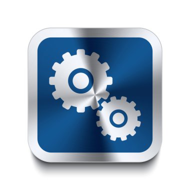 kare metal düğme - mavi dişli simgesini