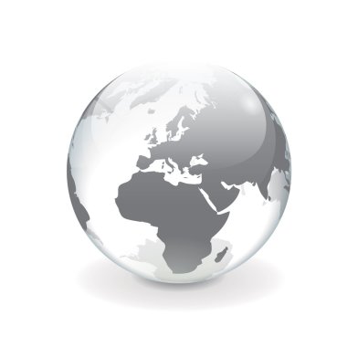 White gray vector world globe - europe clipart