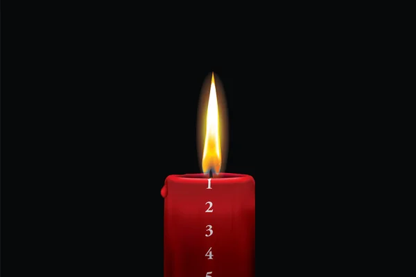 Röd advent stearinljus - 1 december — Stock vektor