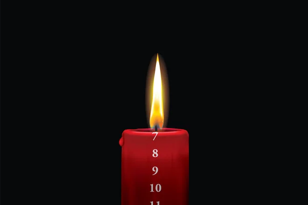 Vela roja de adviento - 7 de diciembre — Vector de stock