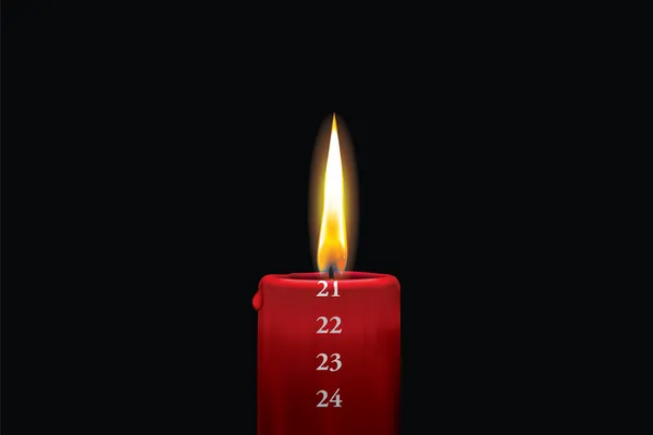 Vela roja de adviento - 21 de diciembre — Vector de stock