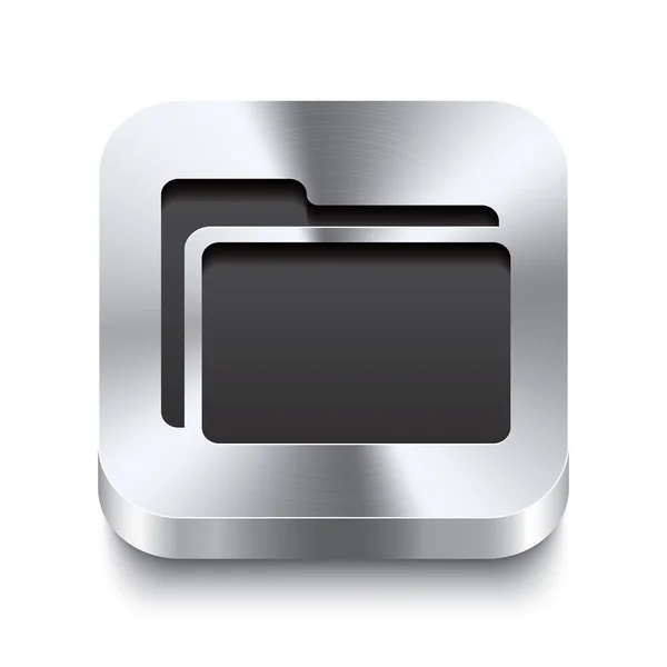 Metallo quadrato pulsante perspektive - icona della cartella — Vettoriale Stock