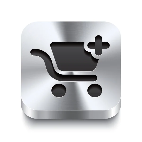 Square metal button perspektive - shopping cart add icon — Stock Vector