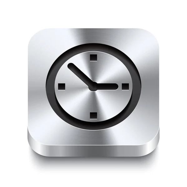 Pulsante quadrato in metallo perspektive - icona dell'orologio — Vettoriale Stock