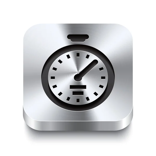 Vierkante metalen knop perspektive - stopwatch pictogram — Stockvector