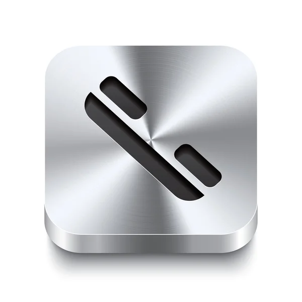 Fyrkantiga metall knappen perspektive - telefon mottagare ikonen — Stock vektor