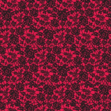 kırmızı zemin üzerine siyah dantel