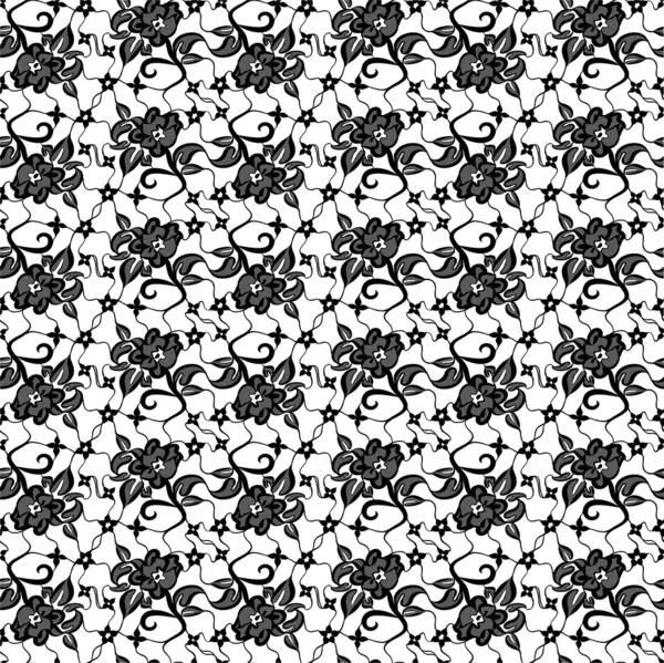 Dentelle noire avec motif floral sans couture — Image vectorielle