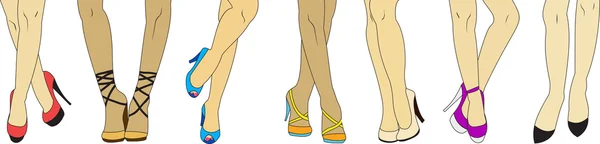 Donna gambe e scarpe alla moda con tacchi alti — Vettoriale Stock