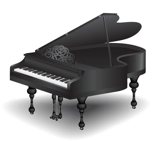 Preto piano de cauda —  Vetores de Stock