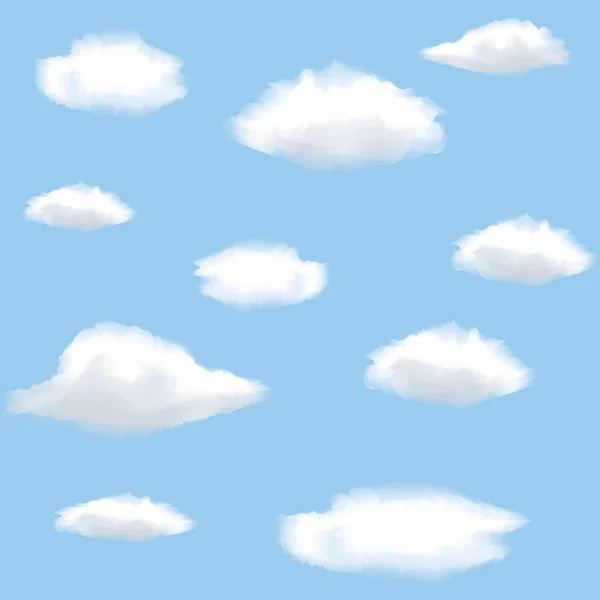 Sömlös bakgrund med moln på himlen. — Stock vektor
