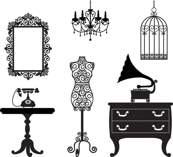 Muebles antiguos — Vector de stock