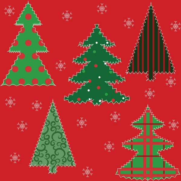 Christmas tree patchwork fabric — Stock Vector