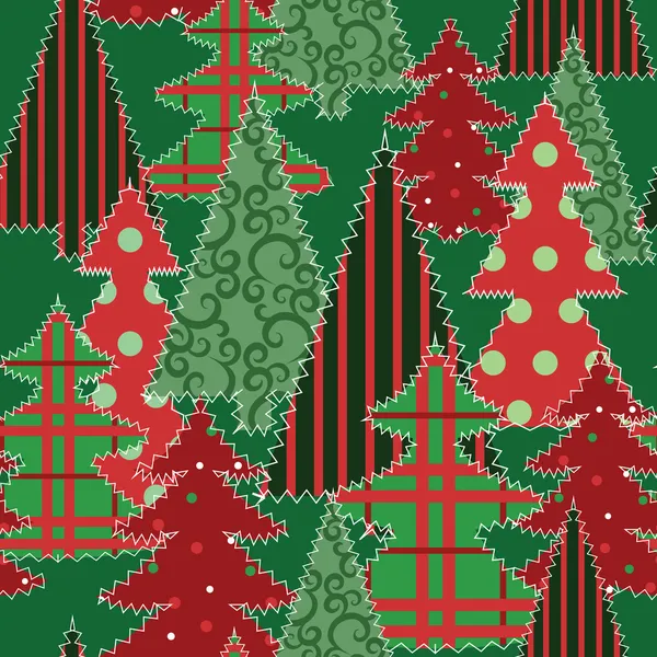 Christmas tree patchwork fabric — Stock Vector