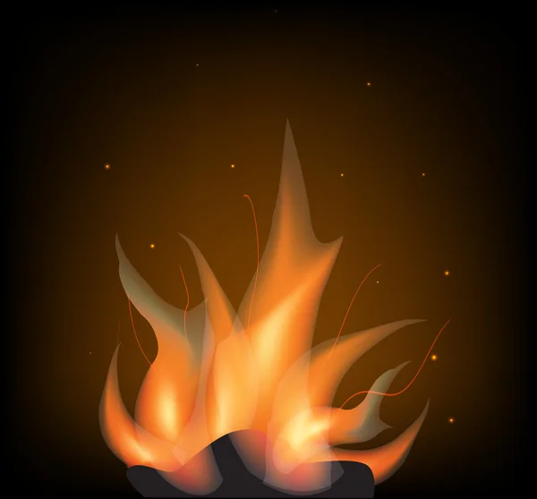 Fuego sobre fondo oscuro — Vector de stock