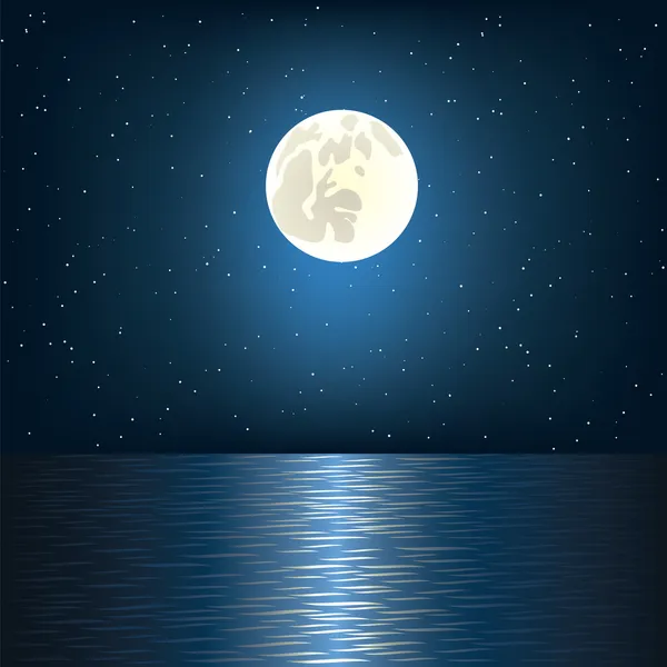 Місяць, зірка і океан — стоковий вектор