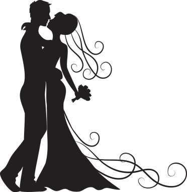 Kissing groom and bride clipart