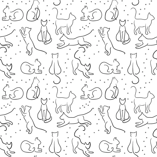 Fondo sin costuras con silueta de gato — Vector de stock