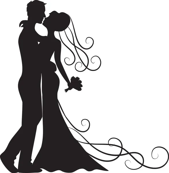 Bräutigam und Braut küssen — Stockvektor