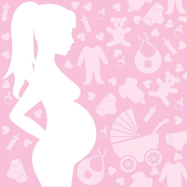 Silhouet van de zwangere vrouw — Stockvector