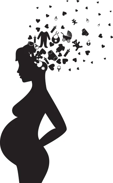 Silhouet van de zwangere vrouw — Stockvector