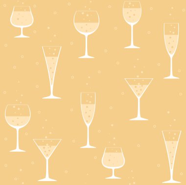 Wine glasses with champagne on yellow background vector Wine glasses with champagne on yellow background vector