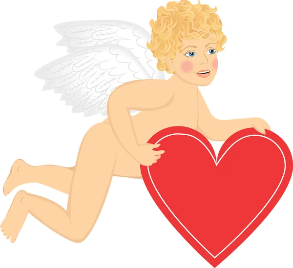 Cupid med hjärta — Stock vektor