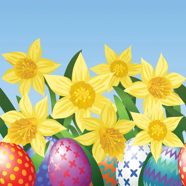 Huevos de Pascua en prado — Archivo Imágenes Vectoriales