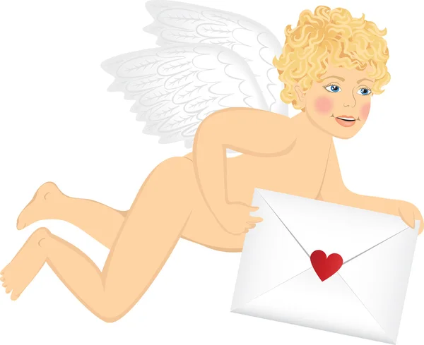 Cupid med kärleksbrev — Stock vektor