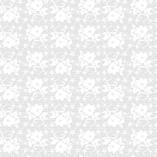 Patrón floral de encaje sin costura blanco — Vector de stock