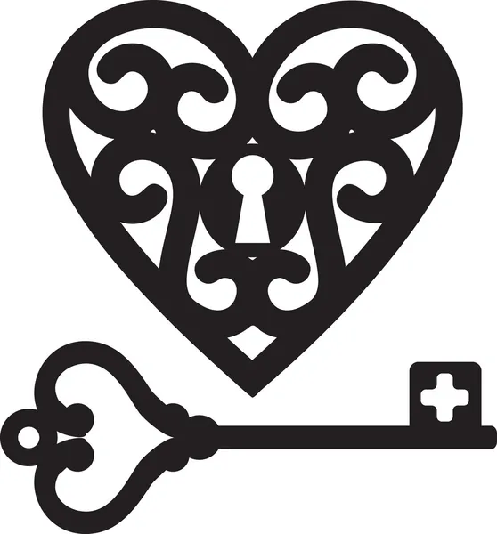 Hart en skeleton key — Stockvector