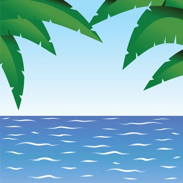 Palma e oceano — Vettoriale Stock