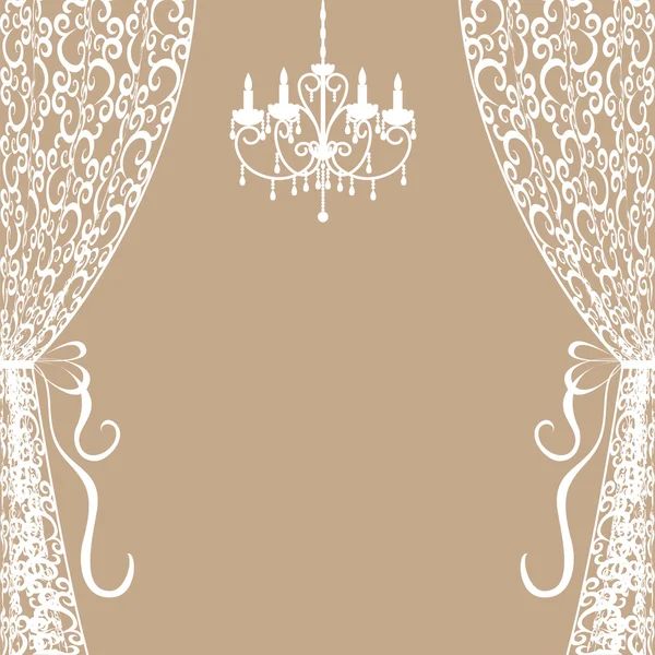 Chandelier and curtains — Stock Vector