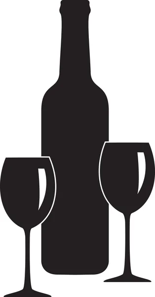 Garrafa e copo de vinho —  Vetores de Stock