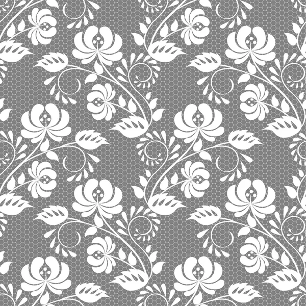 Patrón de encaje floral sin costuras — Vector de stock