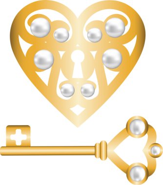 anahtar ve kilit kalp şeklinde