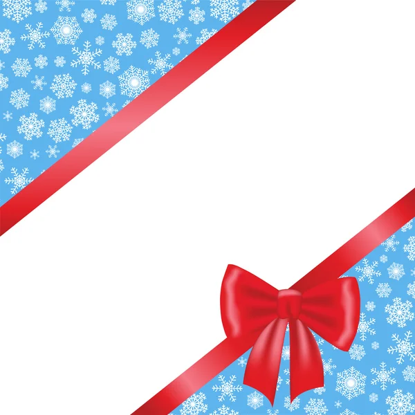 Tarjeta de Navidad con lazo de cinta roja — Vector de stock