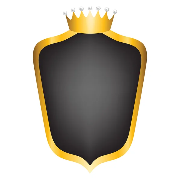 Black shield and crown — Stock Vector