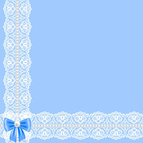 Lace ribbon and pearls — Stock Vector