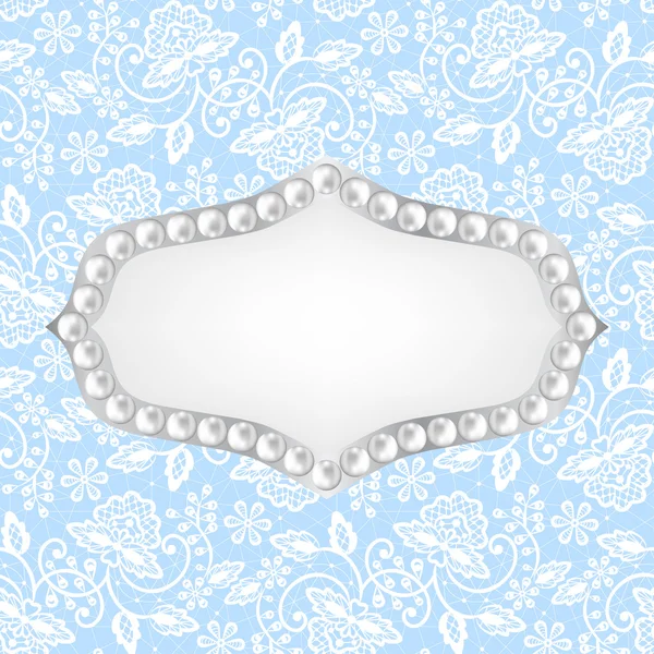 Pearl frame on lace background — Stock Vector