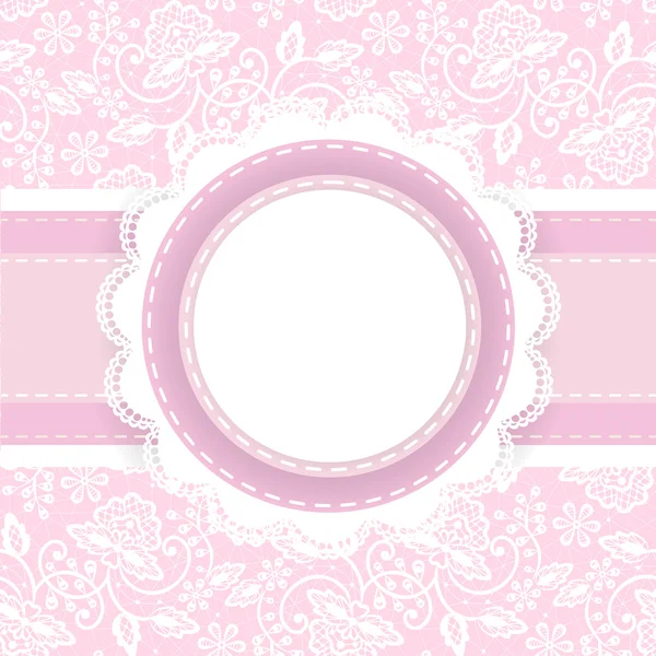 Encaje blanco sobre fondo rosa — Vector de stock