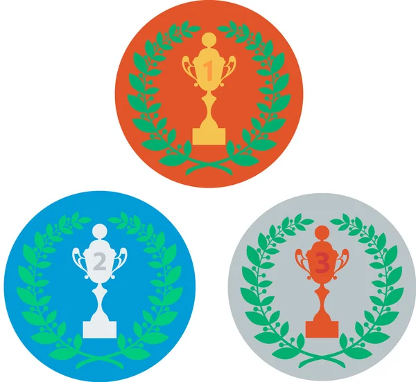 Copa y corona de laurel — Vector de stock