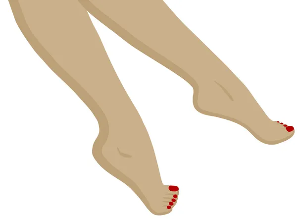 Ноги с красным педикюром — стоковый вектор