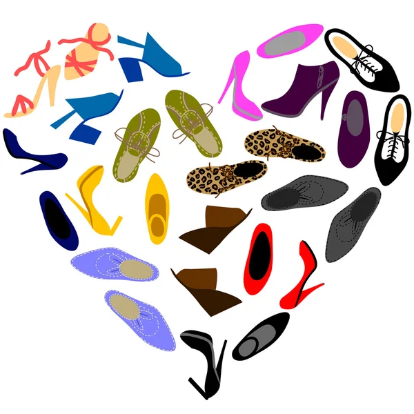 Zapatos en forma de corazón — Vector de stock
