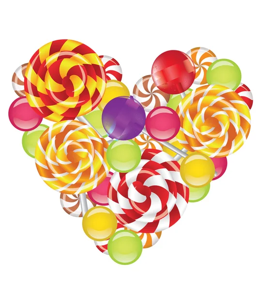 Caramelos en forma de corazón — Vector de stock