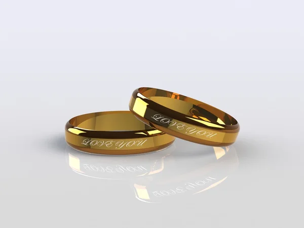 Wedding rings on a white background — Stock Photo, Image